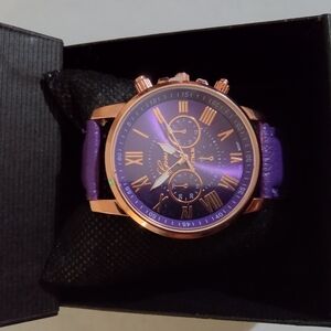 Purple and Rose Gold Chronograph Watch
